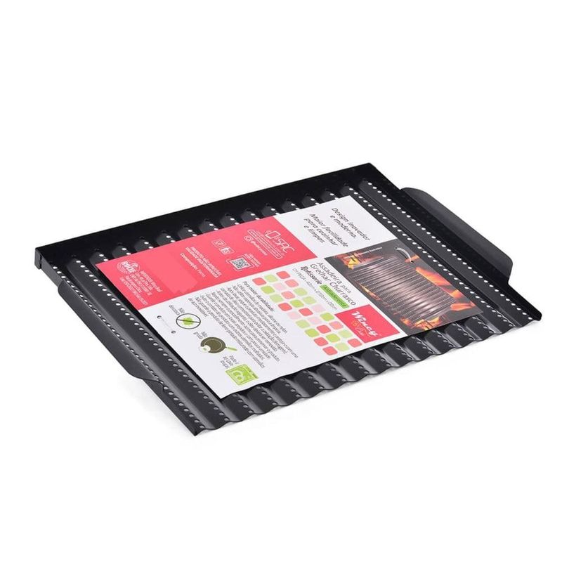 assadeira antiaderente wincy retangular com alça para grelhar churrasco 12x27cm (mp)