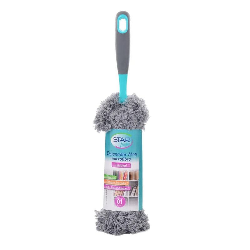 espanador star limp de microfibra com cabo emborrachado 45cm (mp)