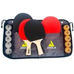 kit de tênis de mesa joola family set com maleta 4 raquetes e 10 bolas (mp)