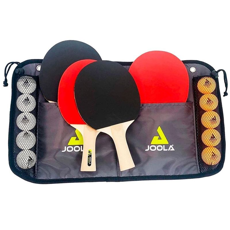 kit de tênis de mesa joola family set com maleta 4 raquetes e 10 bolas (mp)