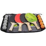 kit de tênis de mesa joola family set com maleta 4 raquetes e 10 bolas (mp)