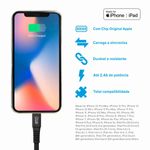 cabo usb-a para lightning i2go 1,2m preto bl074