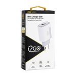 carregador i2go 20w usb-a e usb-c branco