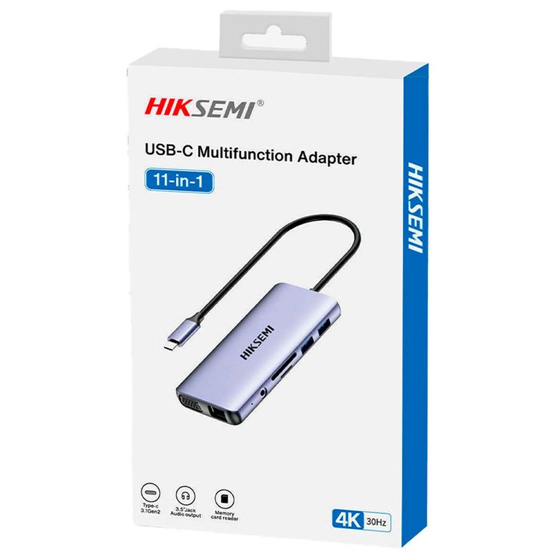 adaptador multifuncional hiksemi 11 em 1 tipo-c hs-hub-ds11 (mp)