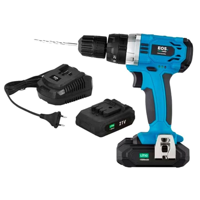 parafusadeira e furadeira de impacto profissional eos maxpro com maleta 2 baterias (mp)