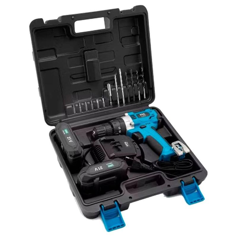 parafusadeira e furadeira de impacto profissional eos maxpro com maleta 2 baterias (mp)