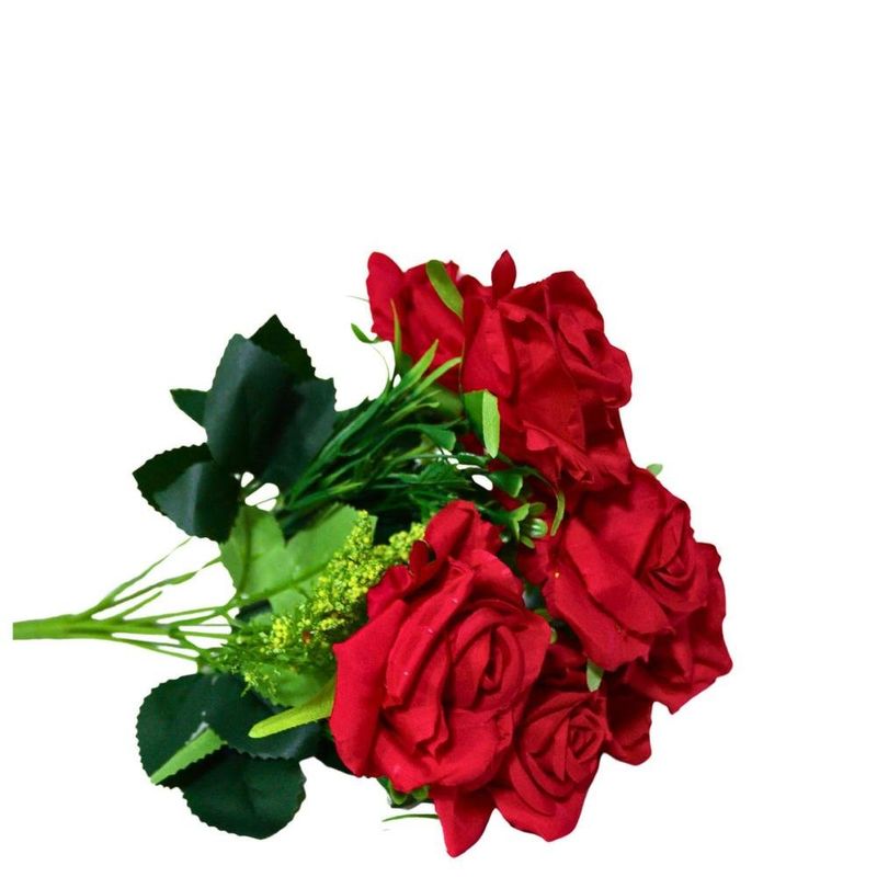 buquê rosa vermelha artificial 33cm fln0049 (mp)