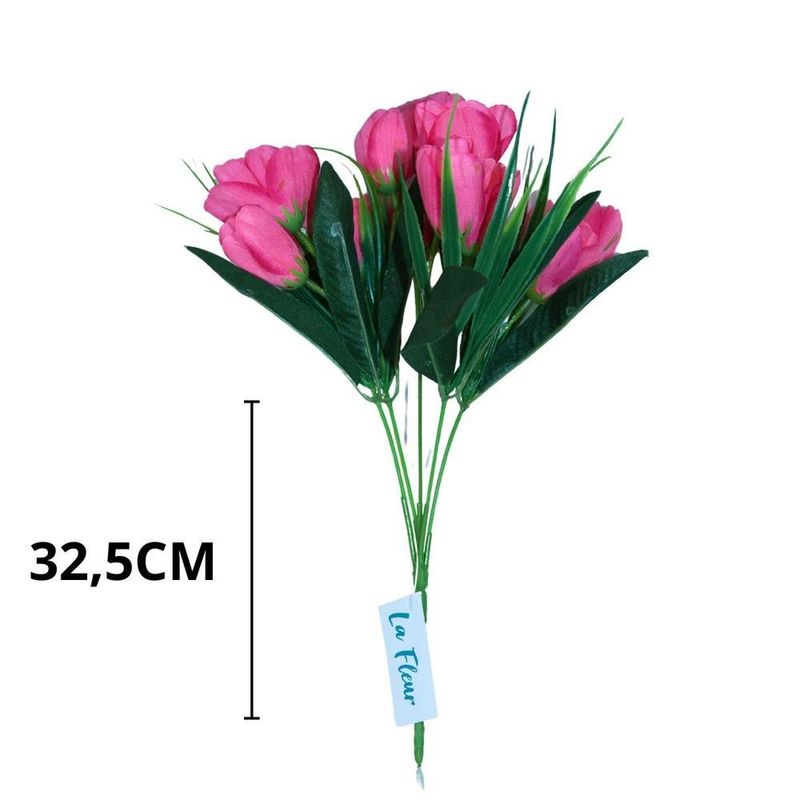 buquê tulipas rosas artificial 32,5cm flo02t (mp)