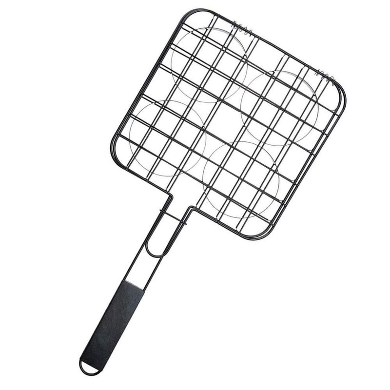 grelha prana para hambúrguer na churrasqueira 4 cavidades preta (mp)