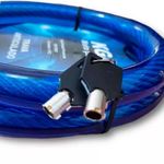 trava kga cadeado antifurto com cabo de aço para moto bicicleta corrente e portão 25x120cm azul (mp)