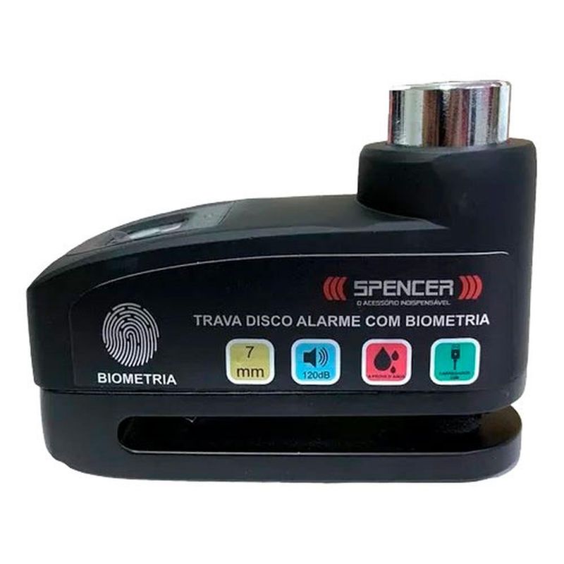 trava disco spencer com alarme e biometria sp-tda888ub preta (mp)