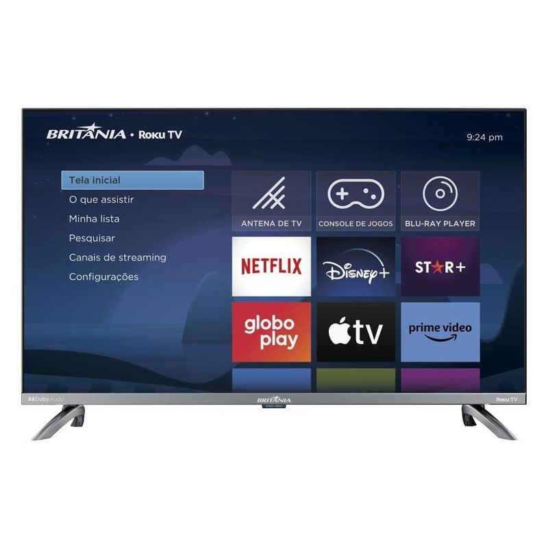 smart tv britânia 32" led hd roku dolby áudio btv32g7pr2csgblg (mp)