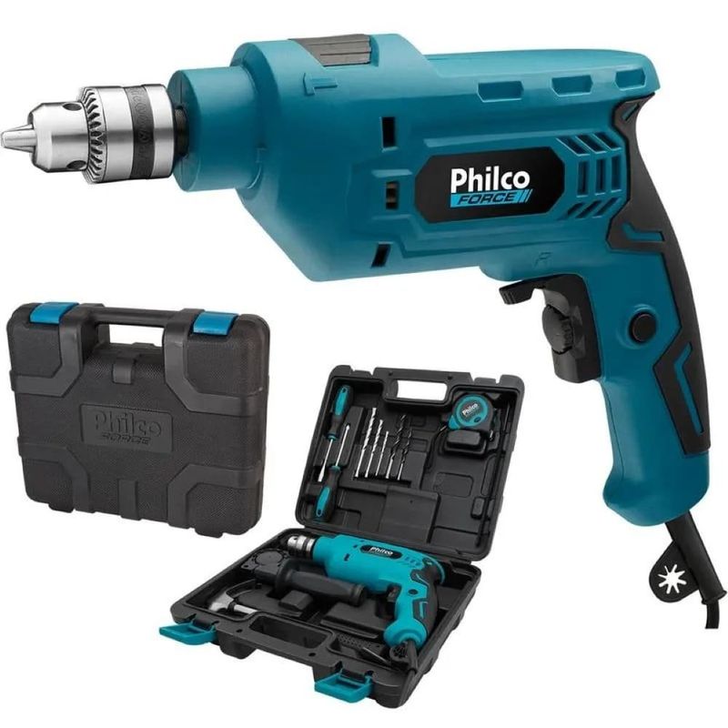 furadeira de impacto philco com maleta force 3/8" 650w 127v pfu01mf (mp)