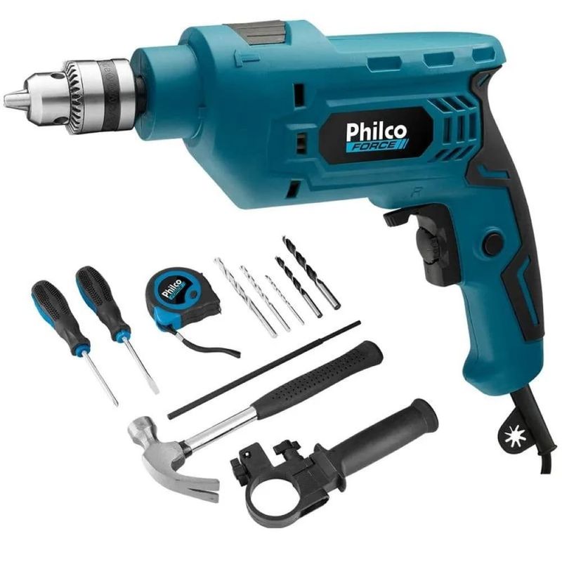 furadeira de impacto philco com maleta force 3/8" 650w 127v pfu01mf (mp)