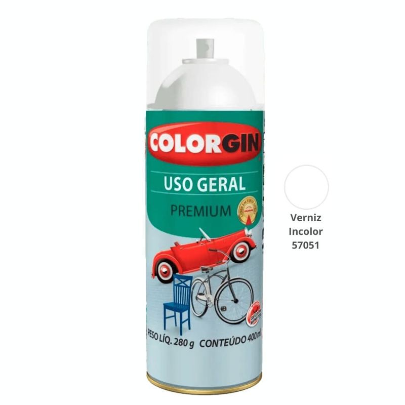 tinta spray colorgin uso geral premium 400ml 57051 verniz incolor (mp)