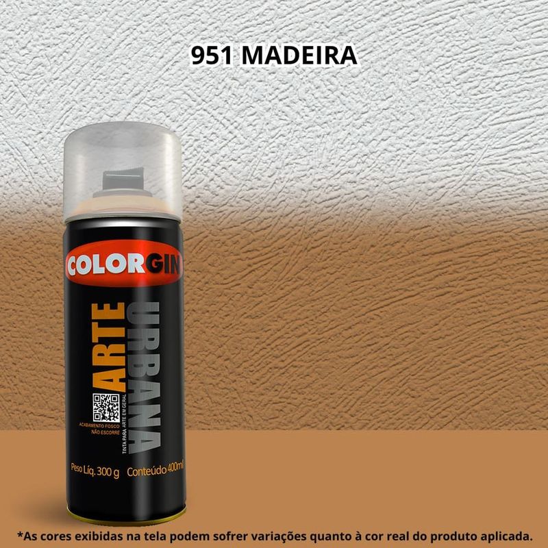 tinta spray colorgin arte urbana 400ml 951 madeira (mp)