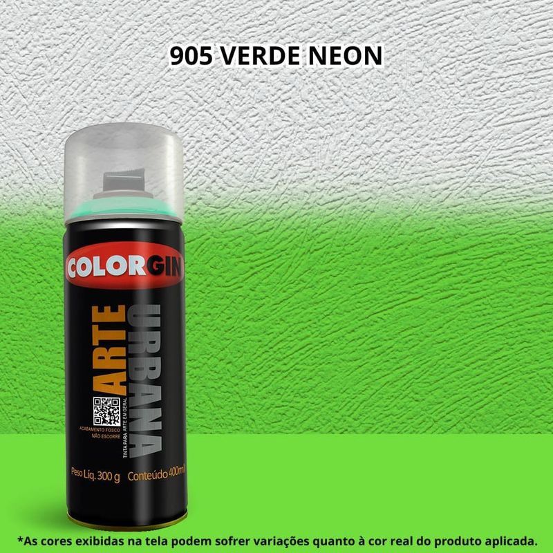 tinta spray colorgin arte urbana 400ml 905 verde neon (mp)