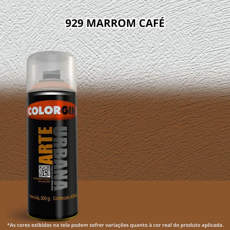 tinta spray colorgin arte urbana 400ml 929 marrom café (mp)