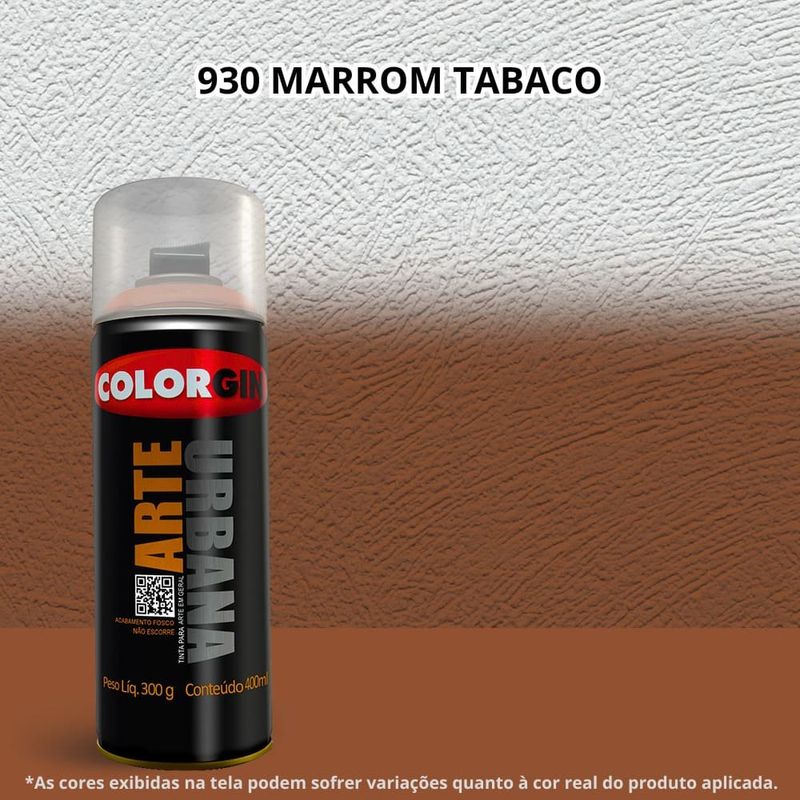 tinta spray colorgin arte urbana 400ml 930 marrom tabaco (mp)