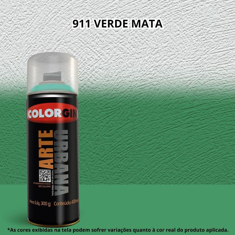 tinta spray colorgin arte urbana 400ml 911 verde mata (mp)