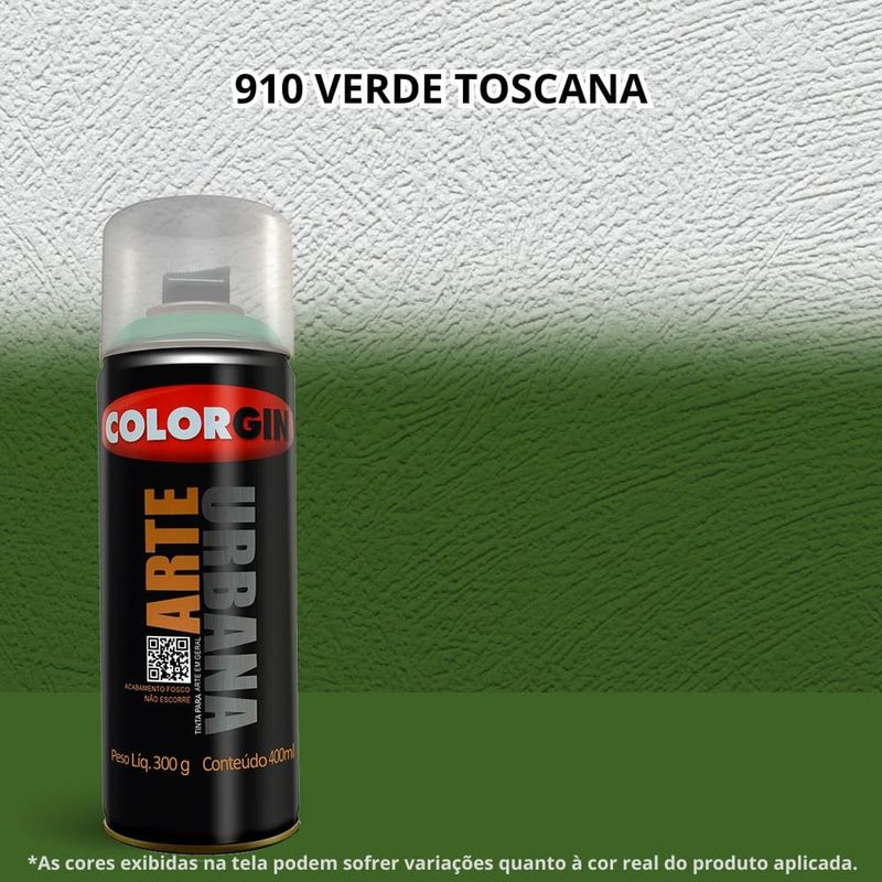 tinta spray colorgin arte urbana 400ml 910 verde toscana (mp)