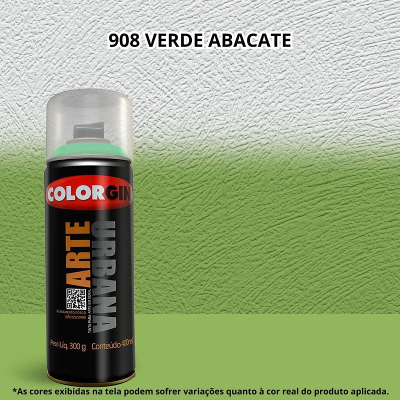 tinta spray colorgin arte urbana 400ml 908 verde abacate (mp)