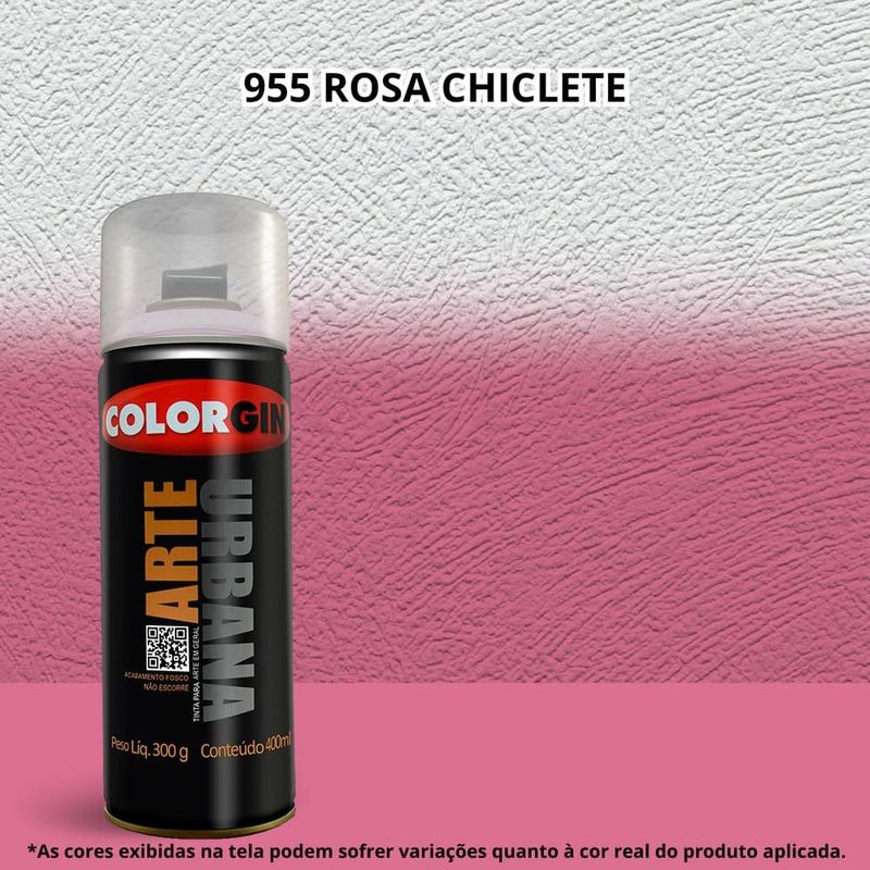 tinta spray colorgin arte urbana 400ml 955 rosa chiclete (mp)