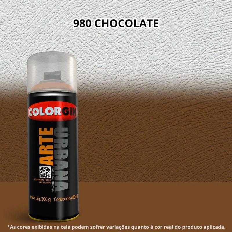 tinta spray colorgin arte urbana 400ml 980 chocolate (mp)