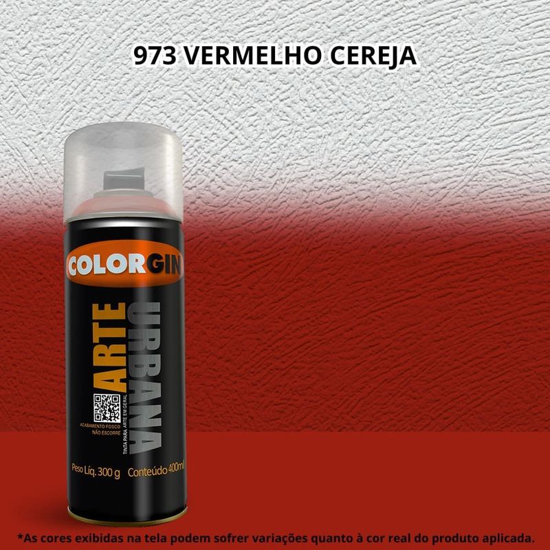 tinta spray colorgin arte urbana 400ml 973 vermelho cereja (mp)