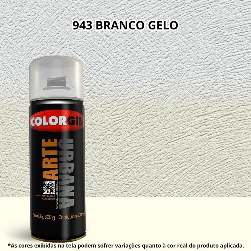 tinta spray colorgin arte urbana 400ml 943 branco gelo (mp)