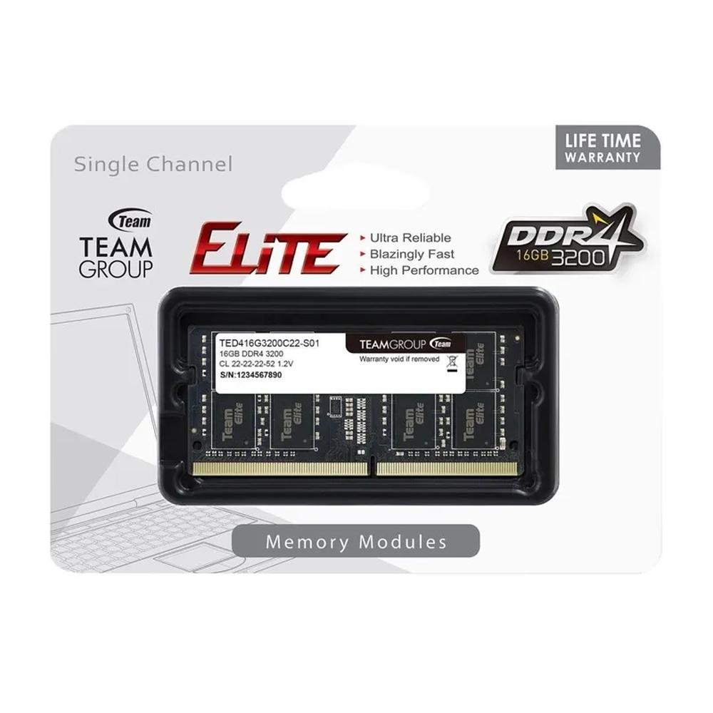 Memória RAM Teamgroup 16GB DDR4 3200MHz Elite