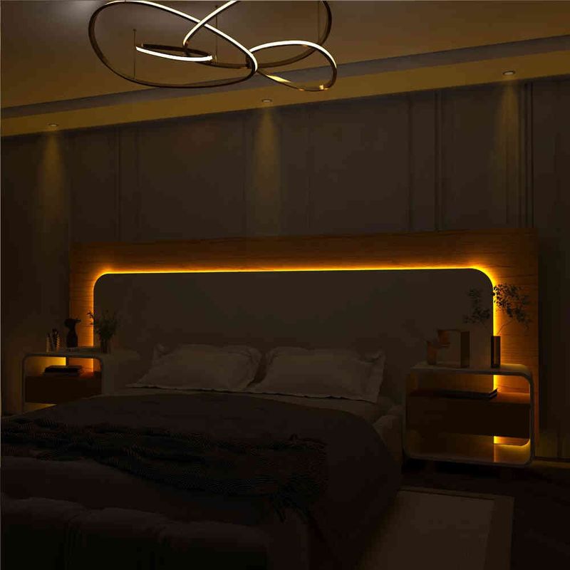 cabeceira gelius innova casal com led naturale e off white 252733