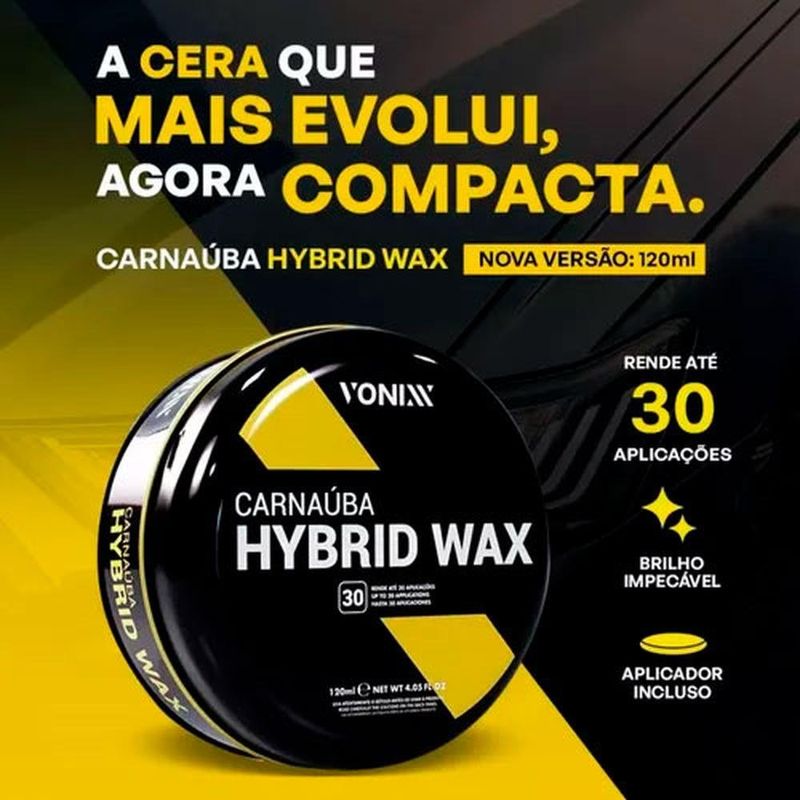 cera automotiva de carnaúba vonixx brilho e repelência com aplicador 120ml (mp)