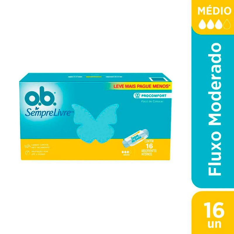 absorvente interno ob sempre livre procomfort médio 16 unidades