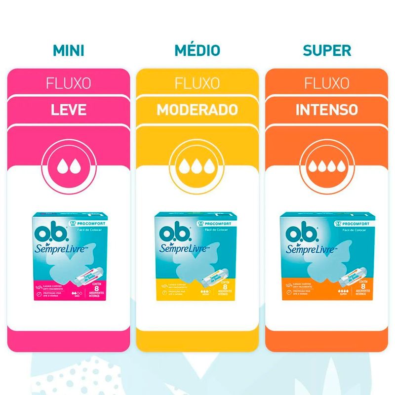 absorvente interno ob sempre livre procomfort médio 16 unidades