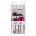 kit pincéis de maquiagem kiss para rosto e olhos (mp)
