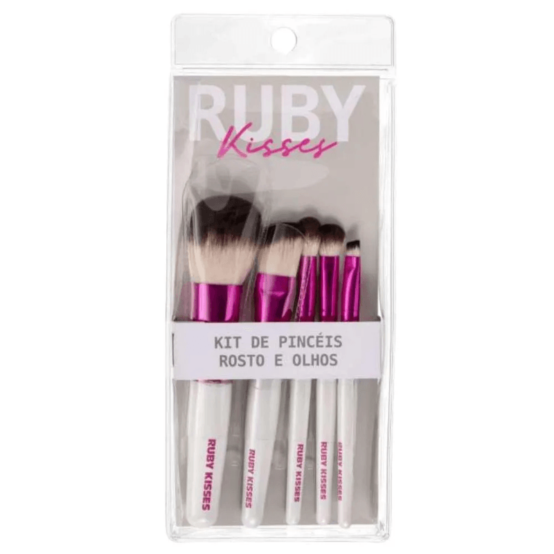 kit pincéis de maquiagem kiss para rosto e olhos (mp)