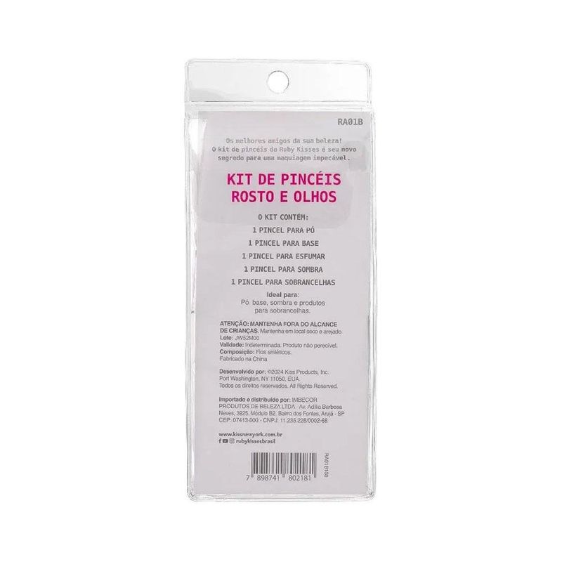 kit pincéis de maquiagem kiss para olhos (mp)