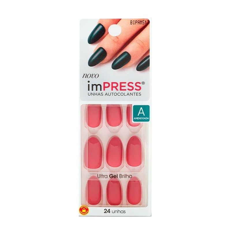 unhas postiças kiss auto colantes impress salmão (mp)