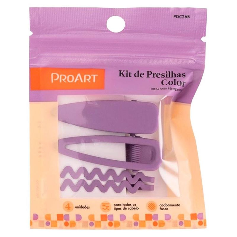 kit de presilhas proart 4 peças roxo (mp)