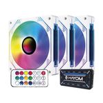 kit hayom 3 cooler fan para gabinete 120mm led argb + controle remoto fc1309 branco (mp)