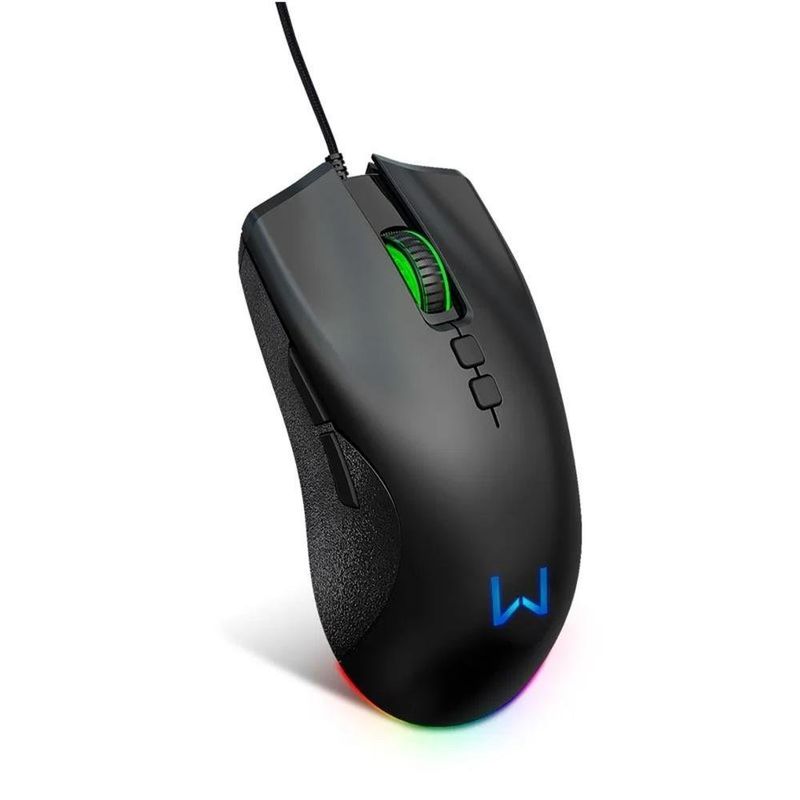 mouse gamer warrior usb rush 7 botões rgb 12000dpi preto (mp)