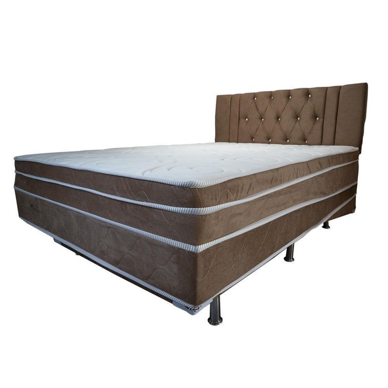 cama casal aga unibox acoplado max comfort com cabeceira 138x188x58cm gardênia marrom (mp)