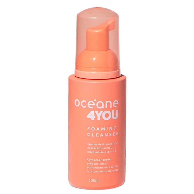 espuma de limpeza facial com ácido salicílico foaming cleanser océane 4you 100ml