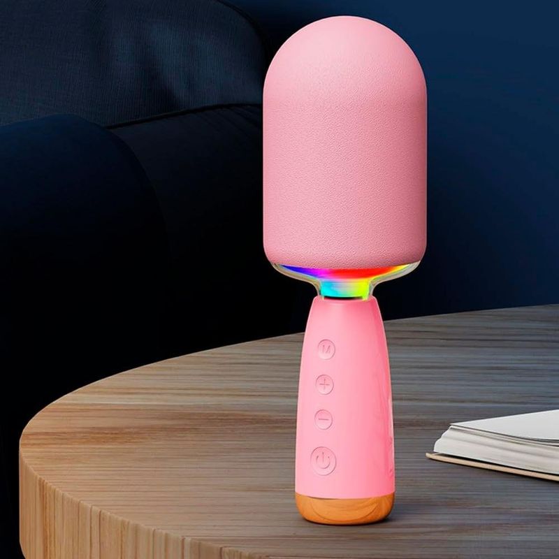 microfone karaokê h'maston mx07 rosa (mp)