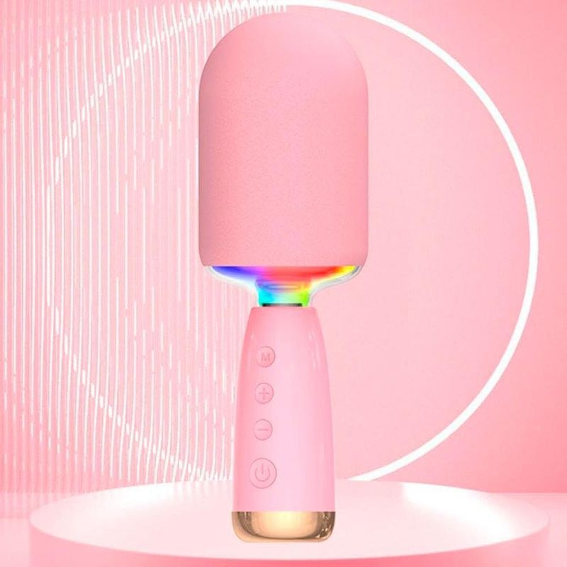 microfone karaokê h'maston mx07 rosa (mp)