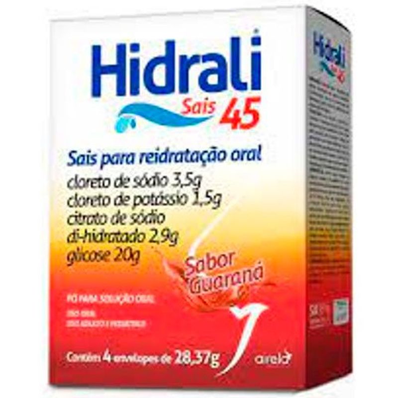 hidrali 45 sais para reidratação oral sabor guaraná 4 envelopes airela