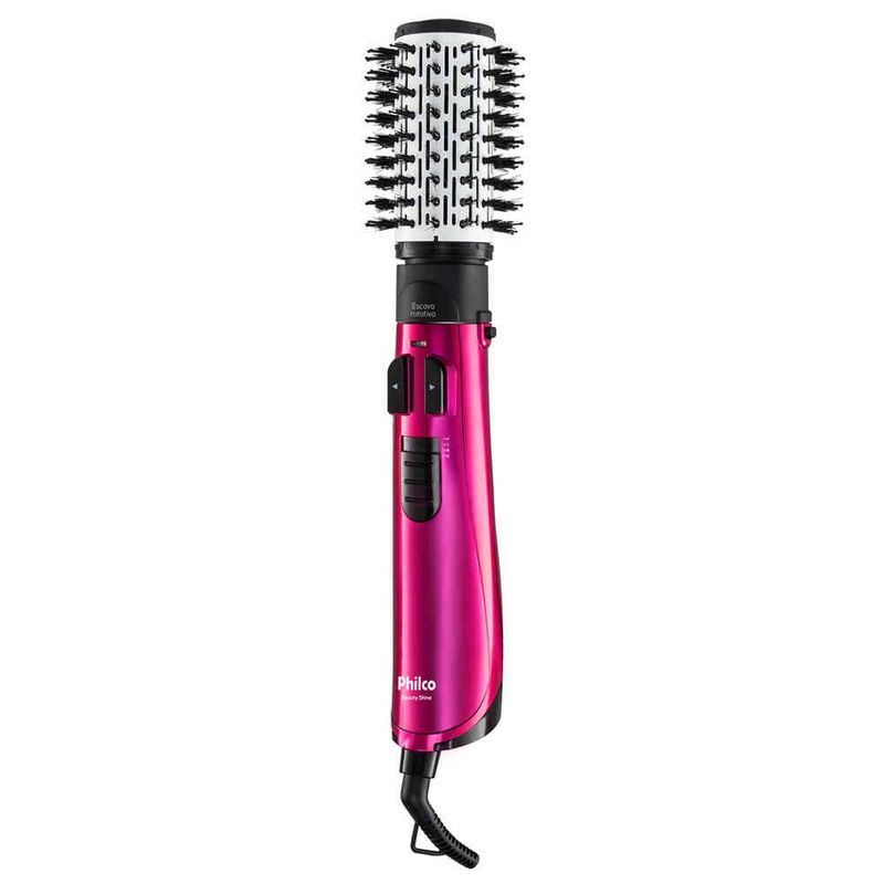 escova rotativa philco beauty shine 1100w rosa pec07r