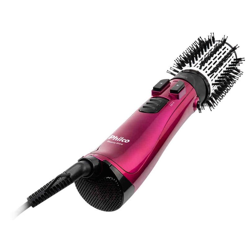 escova rotativa philco beauty shine 1100w rosa pec07r
