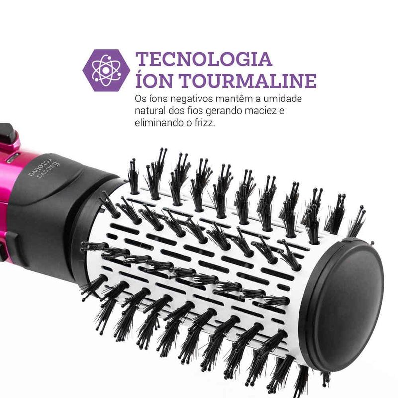 escova rotativa philco beauty shine 1100w rosa pec07r